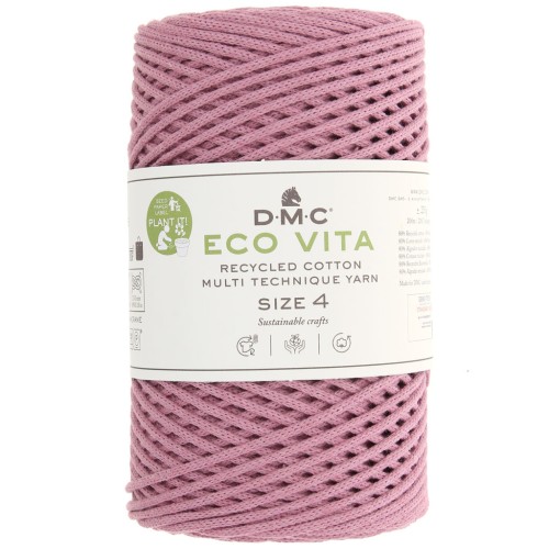 DMC 3mm recycled cotton cord spool - Eco Vita 4 - Old pink x 200m