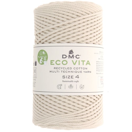 DMC 3mm recycled cotton cord spool - Eco Vita 4 - Natural x 200m