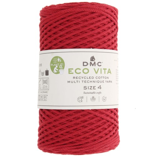 DMC 3mm recycled cotton cord spool - Eco Vita 4 - Red x 200m