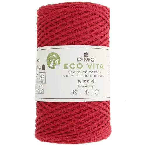 DMC 3mm recycled cotton cord spool - Eco Vita 4 - Red x 200m