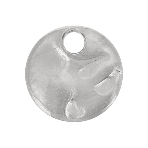 6mm 304L stainless steel Round hammered charms x10