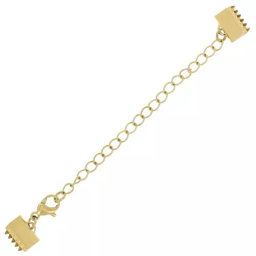 8mm 304L stainless steel lobster clasp with crimp ends - Gold x1