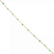 304 stainless steel Chain with 2 mm epoxy resin beads - Gold - Green x1m