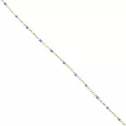 304 stainless steel Chain with 2 mm epoxy resin beads - Gold - Purple x1m