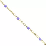 304 stainless steel Chain with 2 mm epoxy resin beads - Gold - Purple x1m