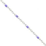 304 stainless steel Chain with 2 mm epoxy resin beads - Purple x1m