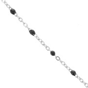 304 stainless steel Chain with 2 mm epoxy resin beads - Black x1m