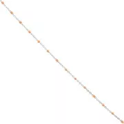 304 stainless steel Chain with 2 mm epoxy resin beads - Orange x1m