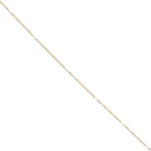 1.5mm 304 stainless steel Cable mesh chain and epoxy beads - Gold - White x1m