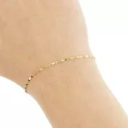 1.5mm 304 stainless steel Cable mesh chain and epoxy beads - Gold - White x1m