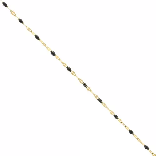2mm 304 stainless steel Cable mesh chain and epoxy beads - Gold - Black x1m