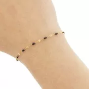 2mm 304 stainless steel Cable mesh chain and epoxy beads - Gold - Black x1m