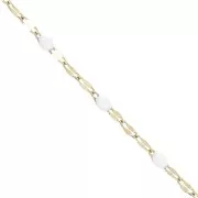 2mm 304 stainless steel Cable mesh chain and epoxy beads - Gold - White x1m