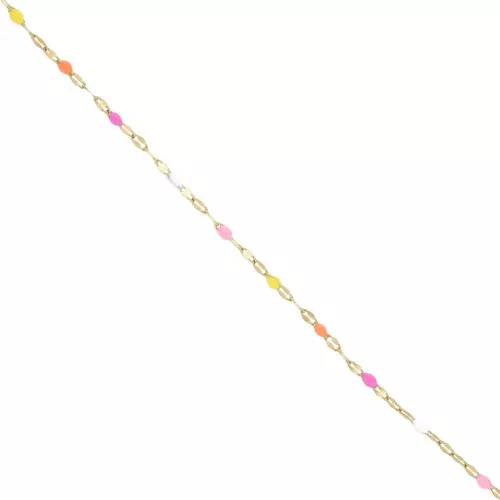 Fancy mesh and epoxy resin chain 2 mm Stainless steel 304 Rose Gold Orange x1m
