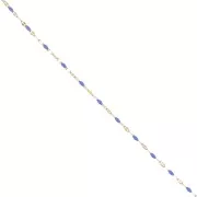 2mm 304 stainless steel Cable mesh chain and epoxy beads - Gold - Royal blue x1m