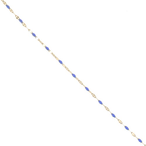 2mm 304 stainless steel Cable mesh chain and epoxy beads - Gold - Royal blue x1m