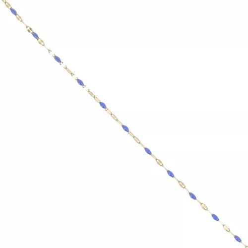 2mm 304 stainless steel Cable mesh chain and epoxy beads - Gold - Royal blue x1m