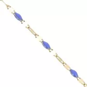 2mm 304 stainless steel Cable mesh chain and epoxy beads - Gold - Royal blue x1m