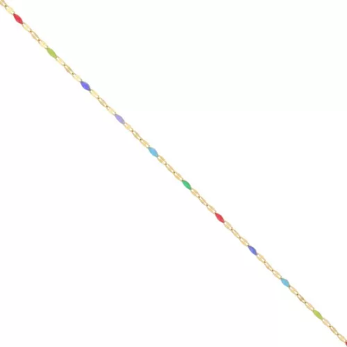2mm 304 stainless steel Cable mesh chain and epoxy beads - Gold - Multicolored x1m