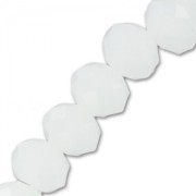 Fire Polished faceted flat round 6x5mm Alabaster  x40cm|raw }}