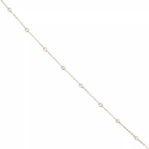 3.4mm 304 stainless steel Cable mesh chain and epoxy beads - Gold - White x1m