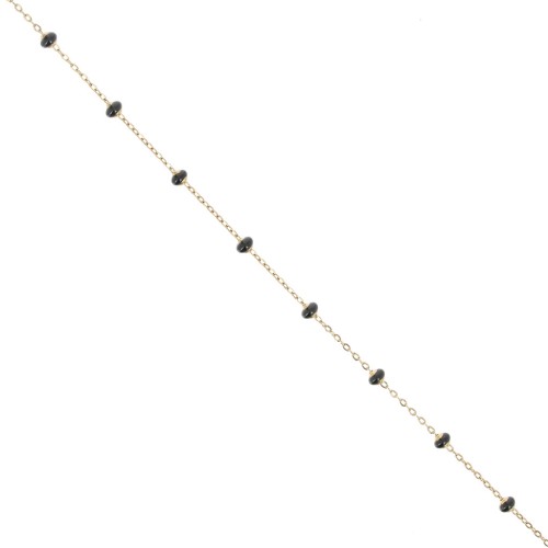 3.4mm 304 stainless steel Cable mesh chain and epoxy beads - Gold - Black x1m