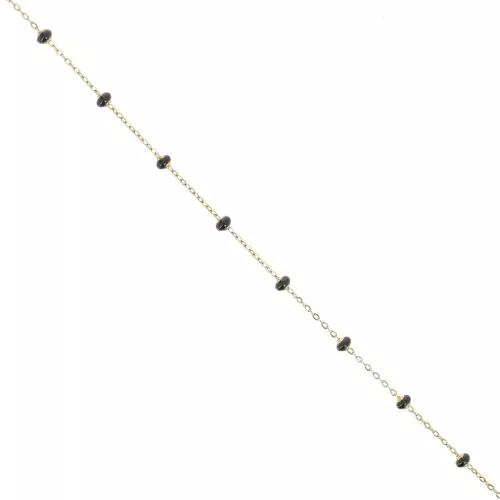 3.4mm 304 stainless steel Cable mesh chain and epoxy beads - Gold - Black x1m