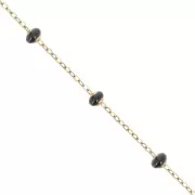 3.4mm 304 stainless steel Cable mesh chain and epoxy beads - Gold - Black x1m