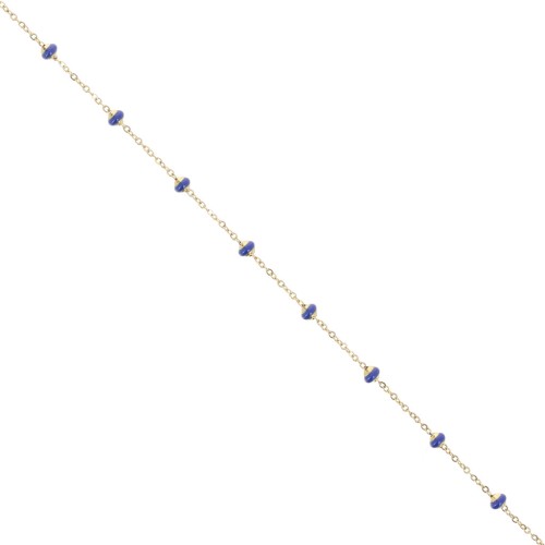 3.4mm 304 stainless steel Cable mesh chain and epoxy beads - Gold - blue x1m