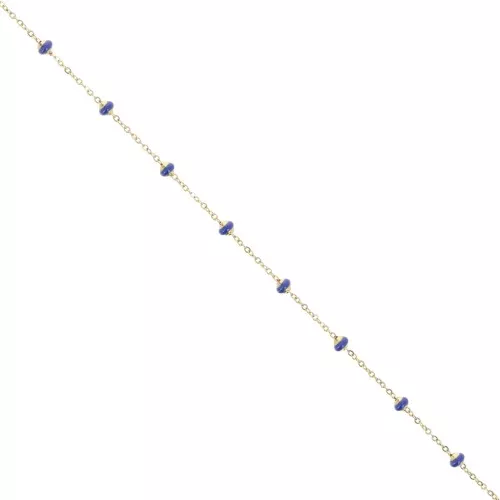 3.4mm 304 stainless steel Cable mesh chain and epoxy beads - Gold - blue x1m