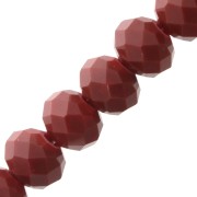 Fire Polished faceted flat round 6x4mm Dark Red Coral x40cm|raw }}