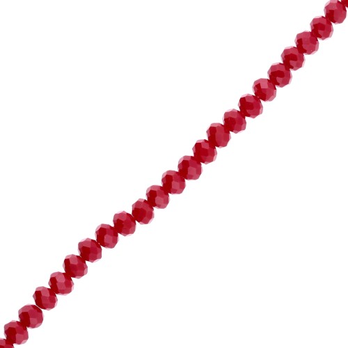 Rondelle beads faceted - round flattened - 6x5 mm Dark Red Coral x40cm