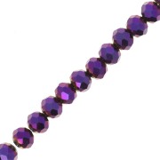 Rondelle beads faceted - round flattened - 6x5 mm Purple Iris x42cm|raw }}