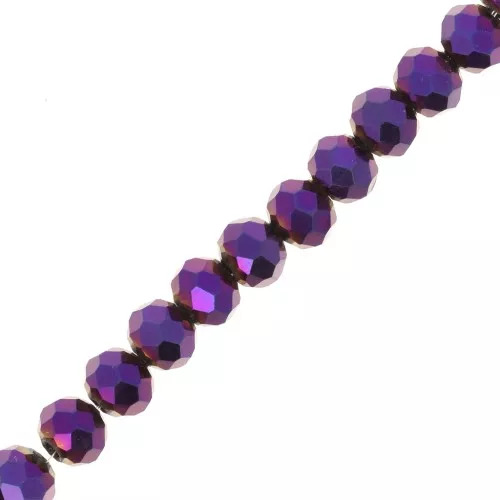 Rondelle beads faceted - round flattened - 6x5 mm Purple Iris x42cm