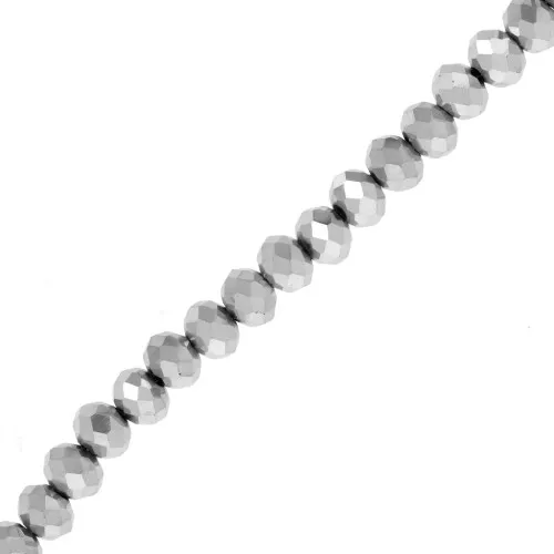 Rondelle beads faceted - round flattened 6x5 mm Silver x38 cm