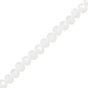 Rondelle beads faceted - round flattened -4x3.5 mm White Opal x48cm|raw }}