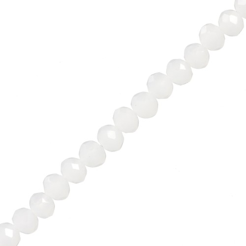 Rondelle beads faceted - round flattened -4x3.5 mm White Opal x48cm
