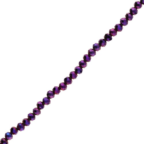 Round faceted beads - round flattened - 4.5x3.5 mm Purple Iris x40cm