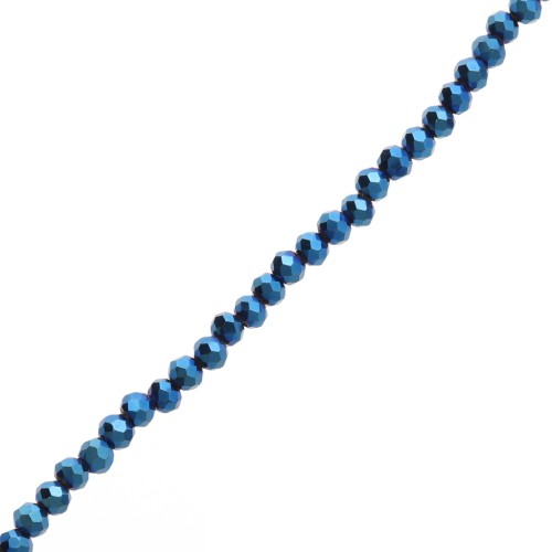 Rondelle beads faceted - round flattened - 4x3.5 mm Blue Iris x39 cm