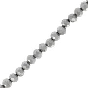 Fire Polished faceted flat round 4x3mm Crystal Silver Night x43cm