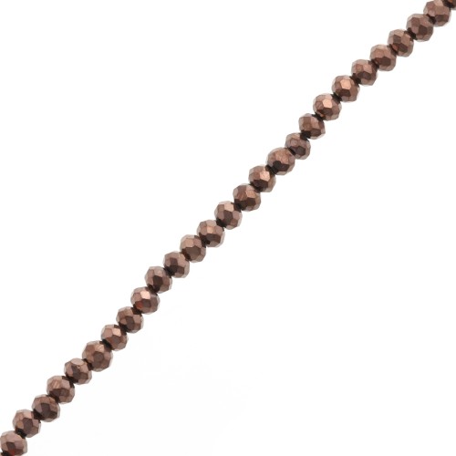 Rondelle beads faceted - round flattened - 4x3.5 mm Brown x40cm