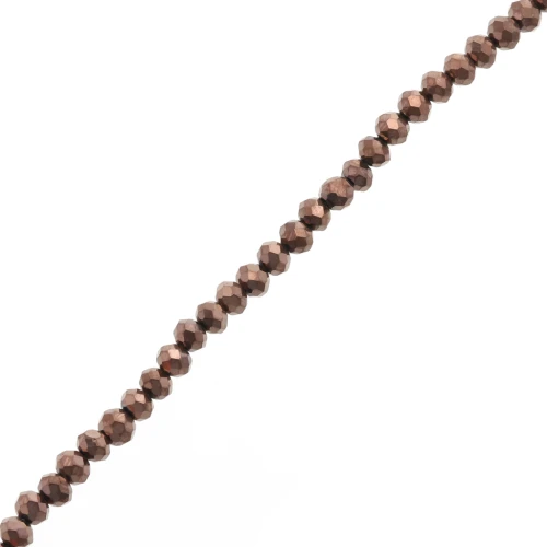 Rondelle beads faceted - round flattened - 4x3.5 mm Brown x40cm