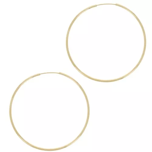 52mm Round hoop earrings - Wire 1.5mm - 3 microns Gold-plated x2