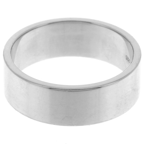 7mm 925 Sterling Silver Ring - Size 59 - Rhodium x1