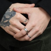 3mm 925 Sterling Silver Thin Ring - Size 59 - Rhodium x1