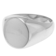 15mm 925 sterling silver Oval signet ring - Size 64 - Rhodium x1