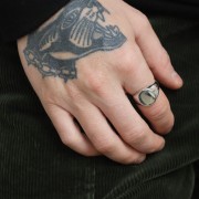 15mm 925 sterling silver Oval signet ring - Size 64 - Rhodium x1