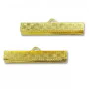 Decorated crimp-end for ribbon 30mm Gold tone x2