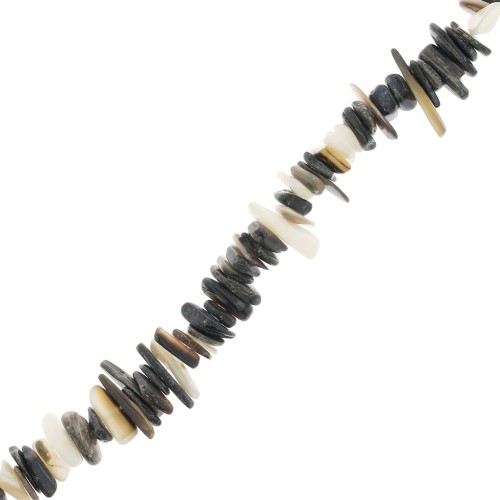 10-14mm Chip beads - Shell - Black x 38 cm