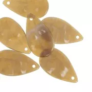 30x17mm Pendants wavy acrylic drops - Marbled Brown - White x6